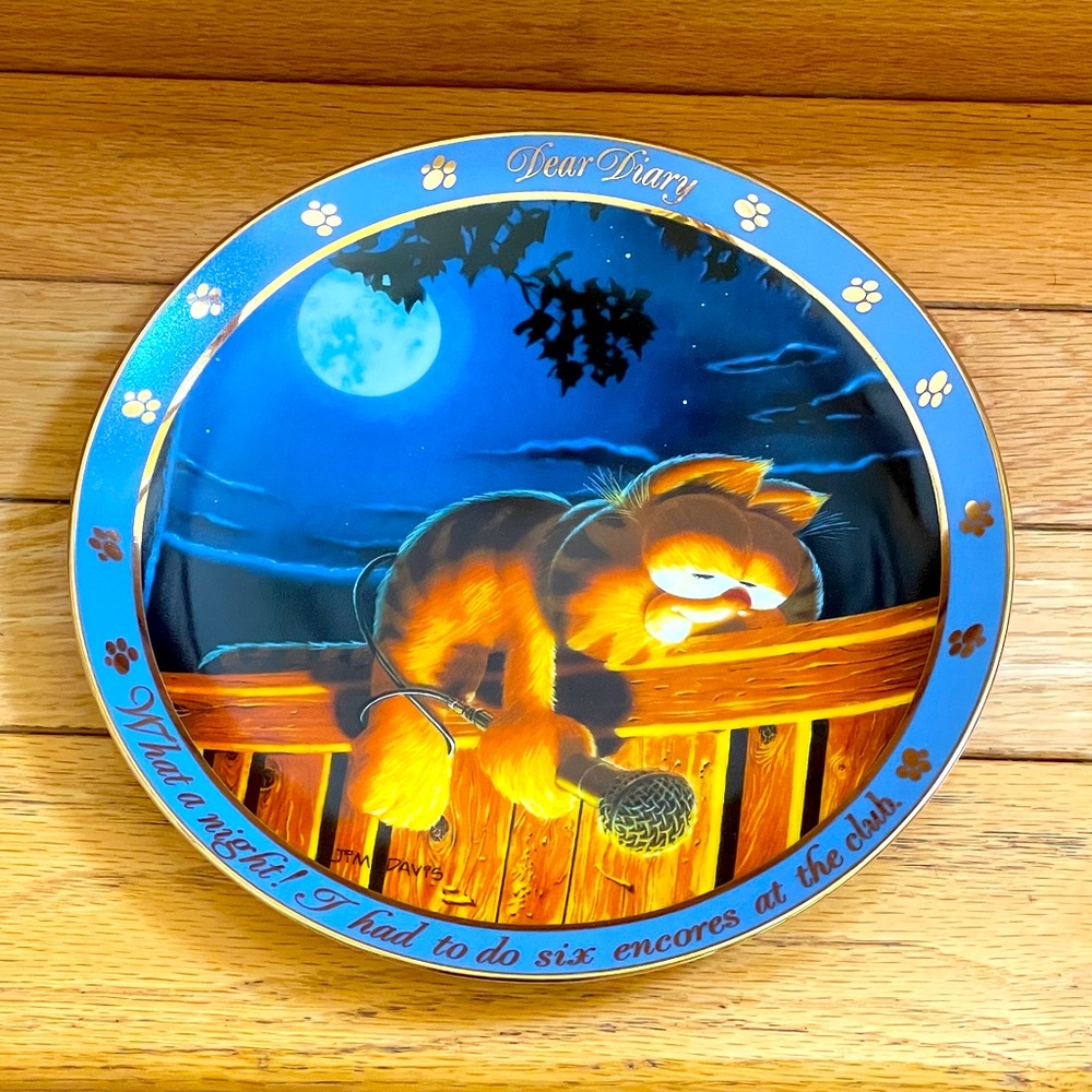 1990 Garfield Series Dear Diary Collector Plate Like New